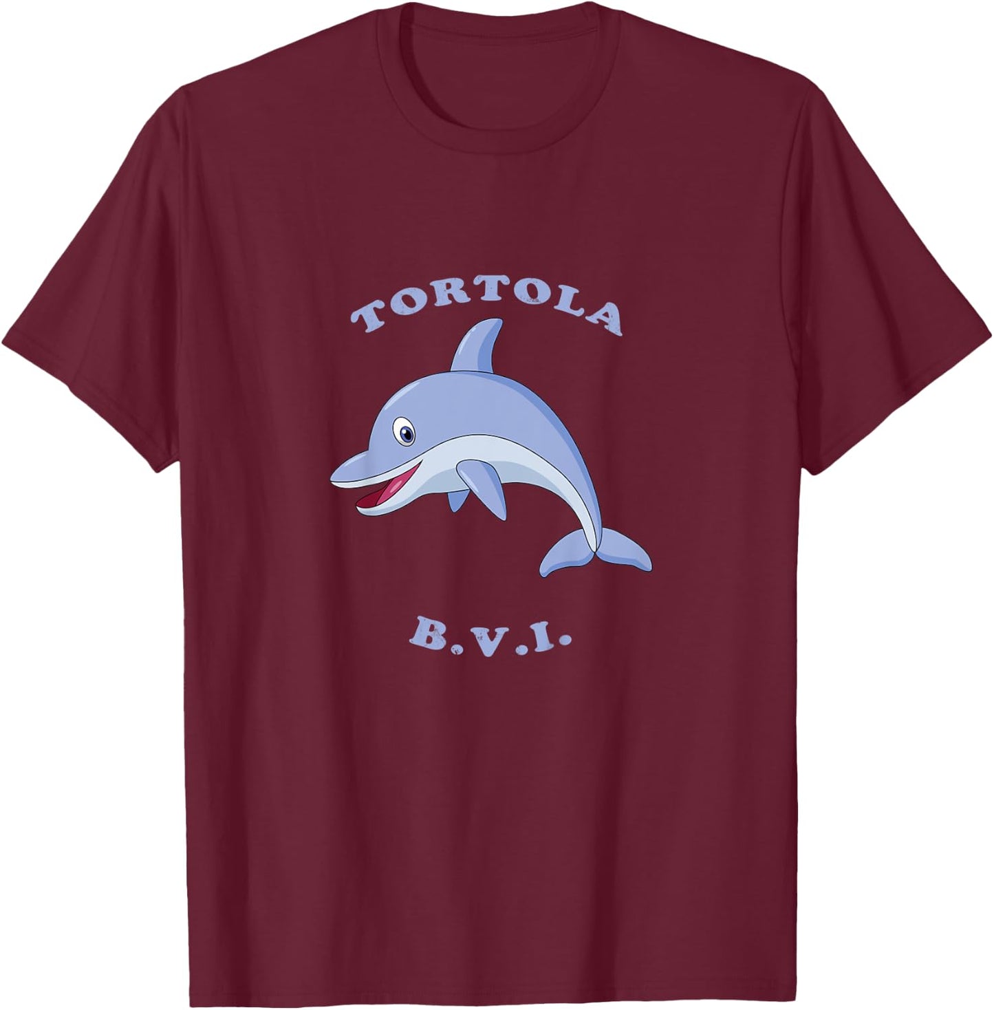 Kids Children's Tortola, BVI Dolphin Vacation T-Shirt - T-Shirt | Maroon