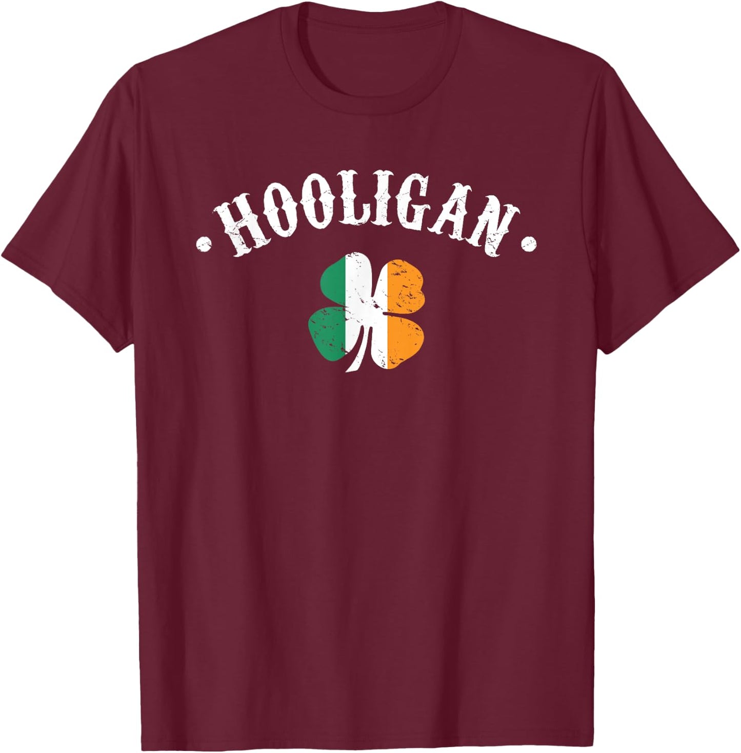 Hooligan St Patricks Day Irish Shamrock Flag T-Shirt - T-Shirt | Maroon