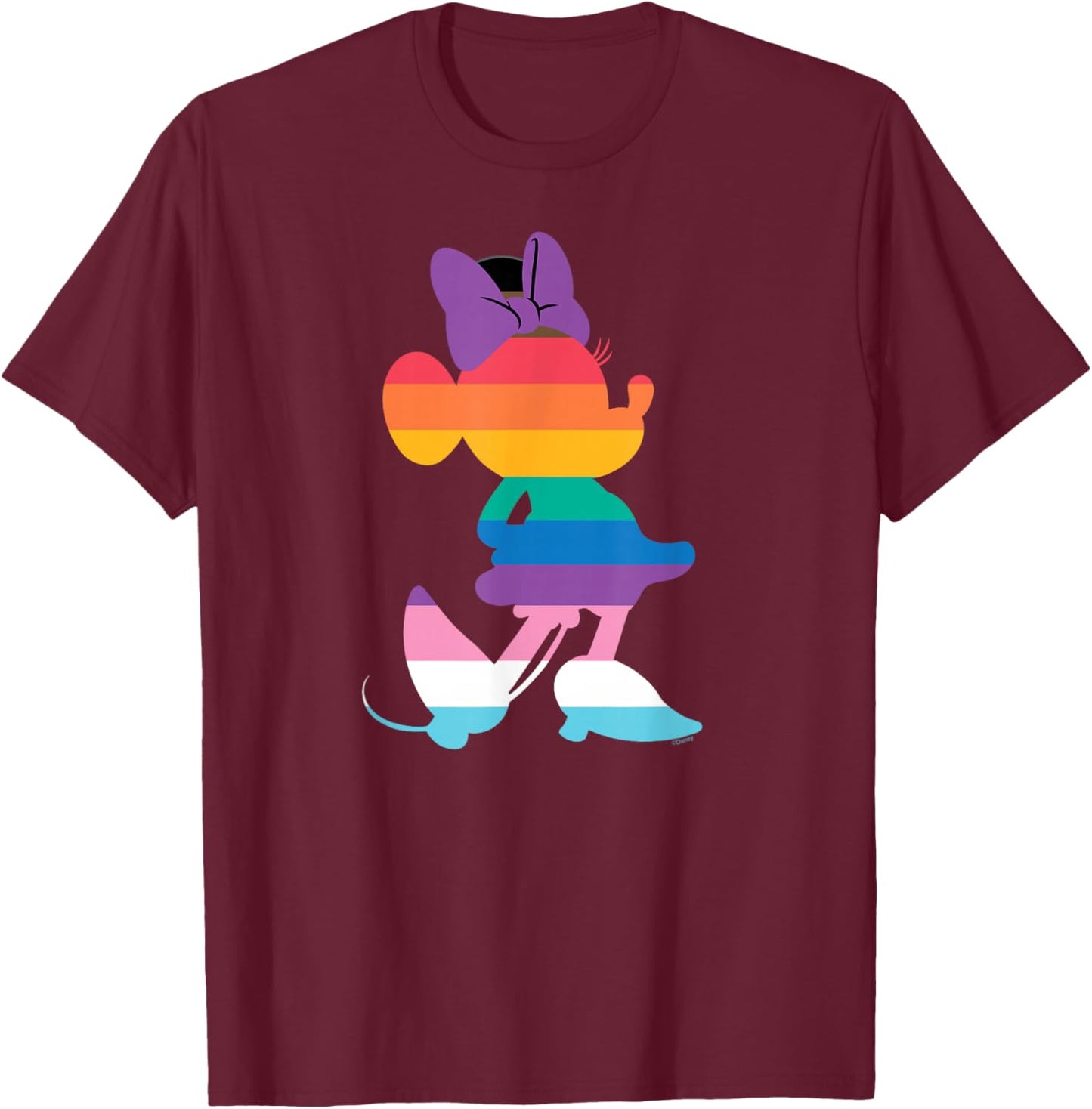 Disney Minnie Mouse Pride Inclusive Pose Rainbow Icon Fill T-Shirt - T-Shirt | Maroon