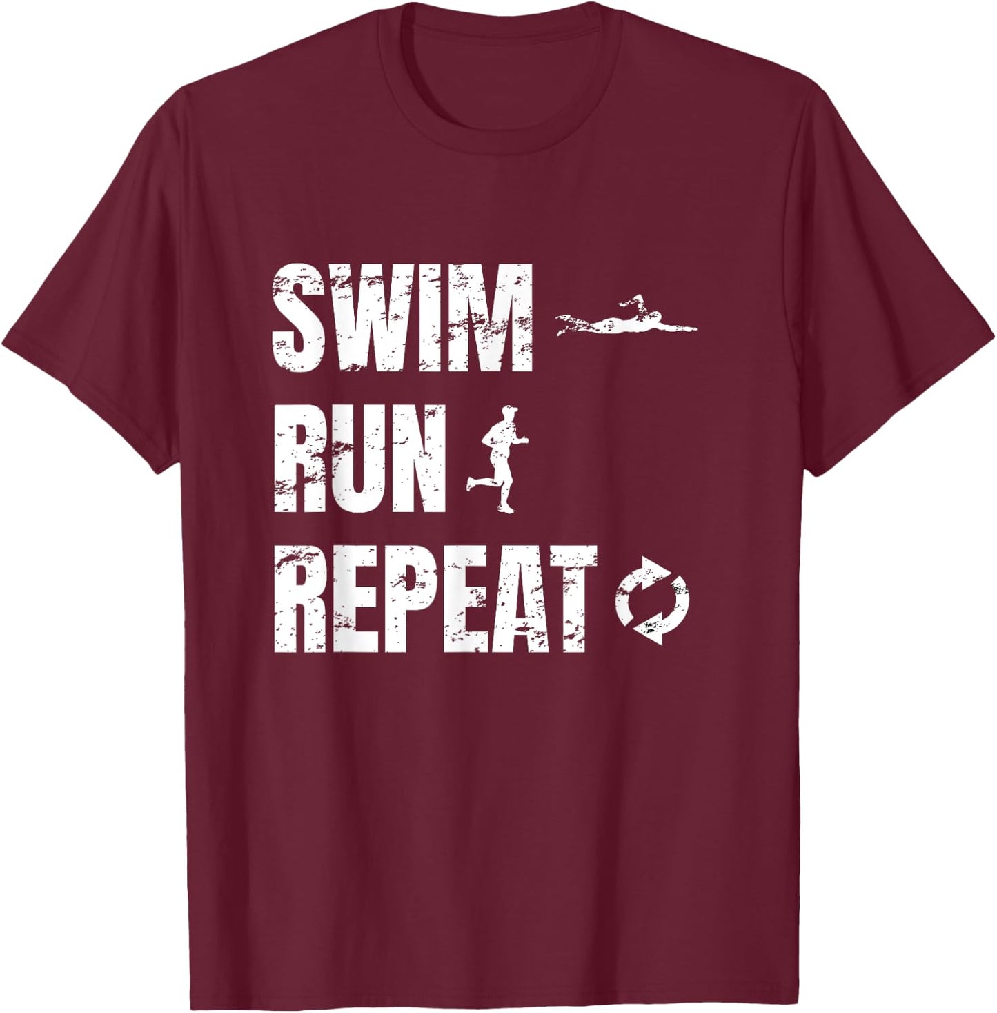 Swimrun Design Swim Run Repeat Swimming Running Sports T-Shirt - T-Shirt | Maroon