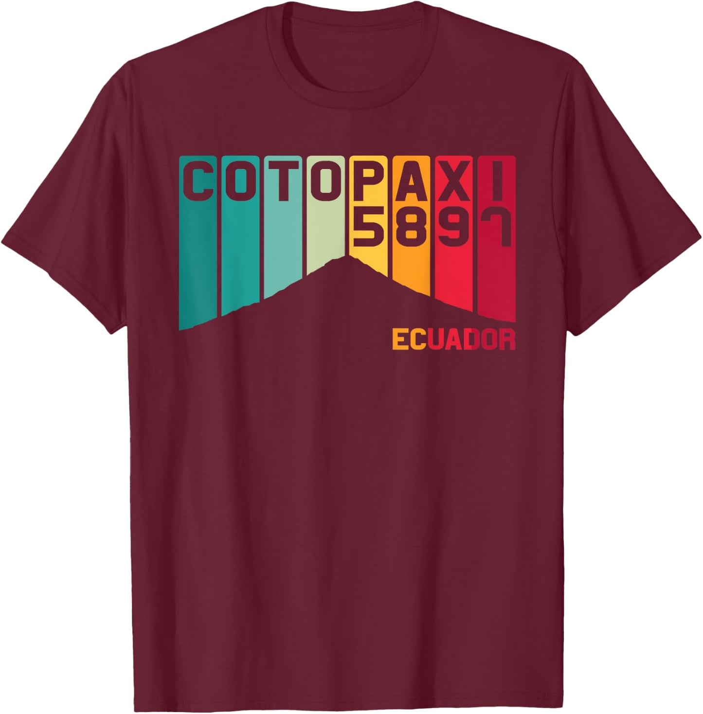 Mount Cotopaxi Ecuador South America Volcano Souvenir Retro T-Shirt - T-Shirt | Maroon