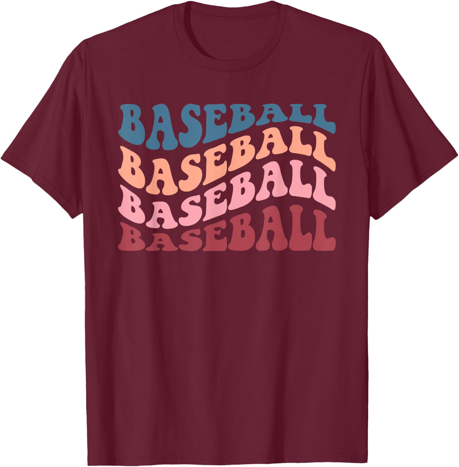 Retro Groovy Baseball T-Shirt - T-Shirt | Maroon