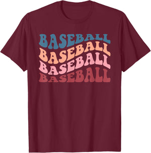 Retro Groovy Baseball T-Shirt - T-Shirt | Maroon