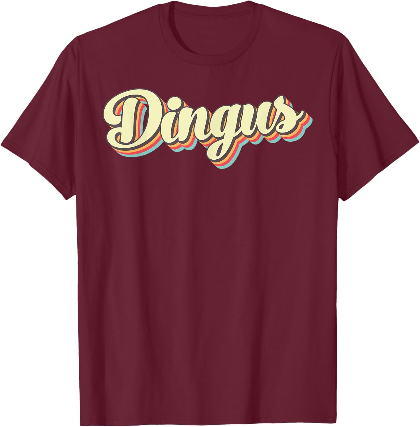 Dingus Retro Art Baseball Font Vintage T-Shirt - T-Shirt | Maroon