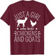 Just A Girl Who Loves Chickens And Goats Farmer Girls T-Shirt - T-Shirt | Maroon