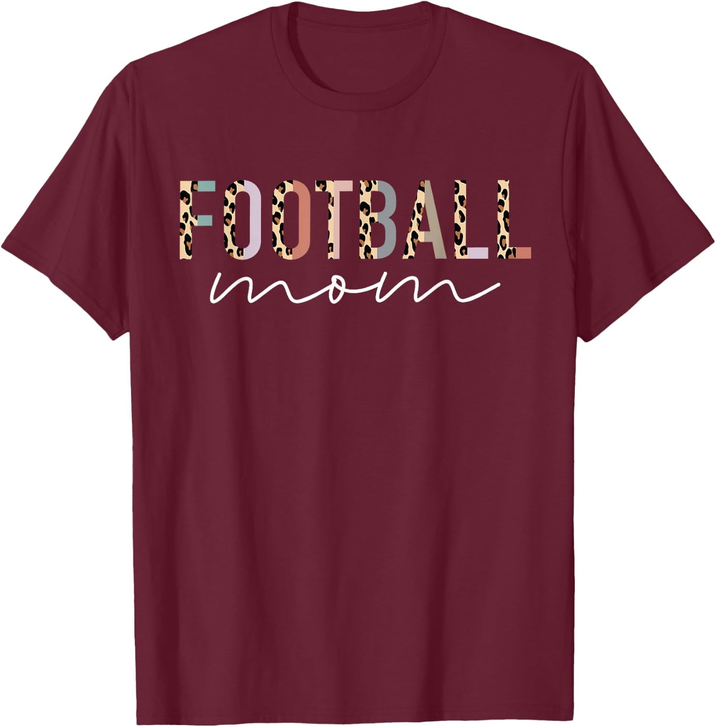 Football Mom Gifts Leopard Print Football Mama Mother's Day T-Shirt - T-Shirt | Maroon