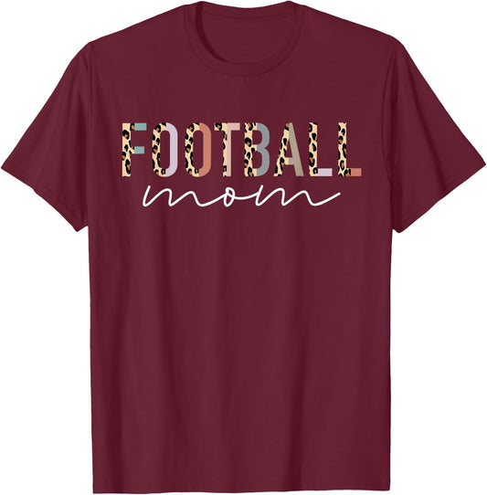 Football Mom Gifts Leopard Print Football Mama Mother's Day T-Shirt - T-Shirt | Maroon
