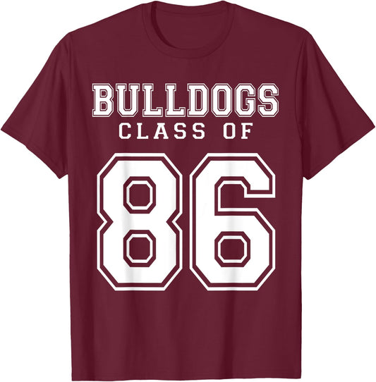 Class Of 1986 Bulldogs Custom Graduation Senior Personalized T-Shirt - T-Shirt | Maroon