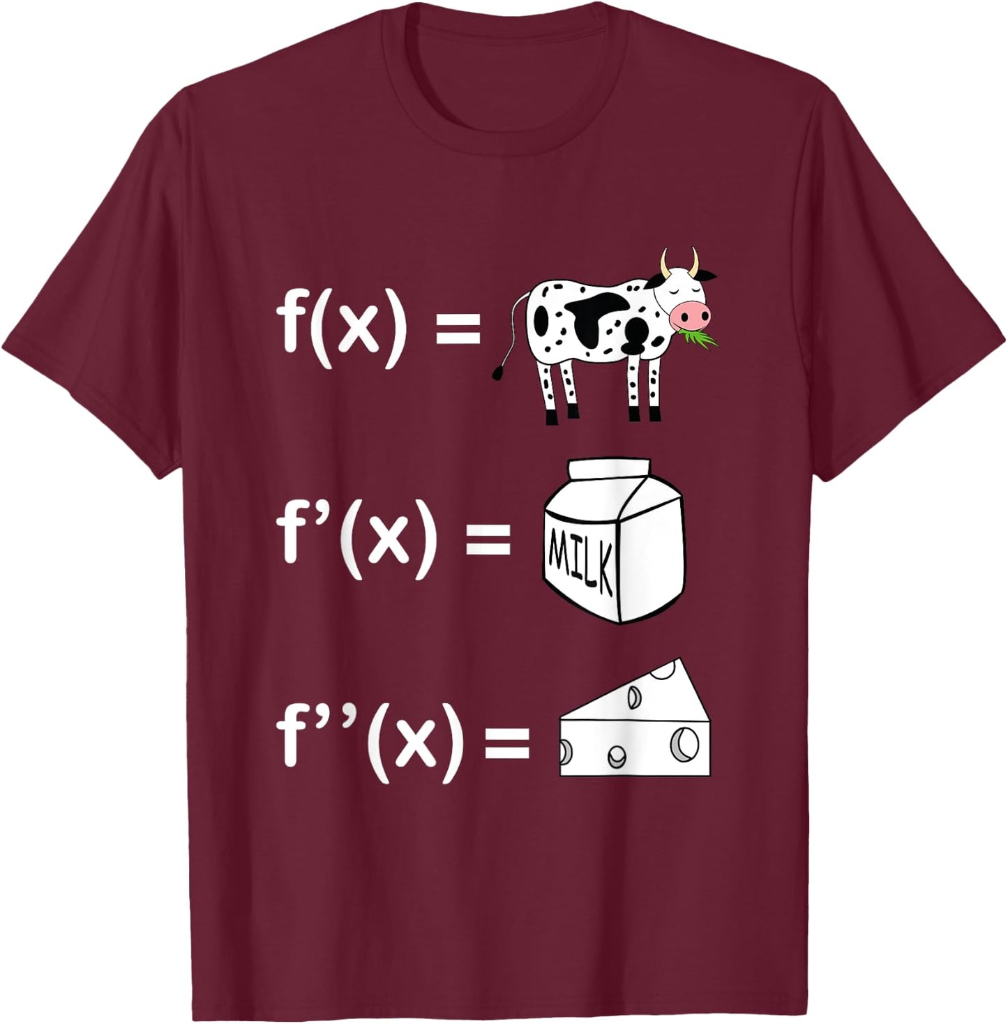 Cowculus Calculus Derivative Mathematics Funny Math Teacher T-Shirt - T-Shirt | Maroon