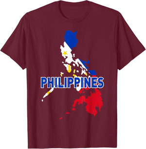 Proud Family and Patriotic Flag of Country Philippines T-Shirt - T-Shirt | Maroon