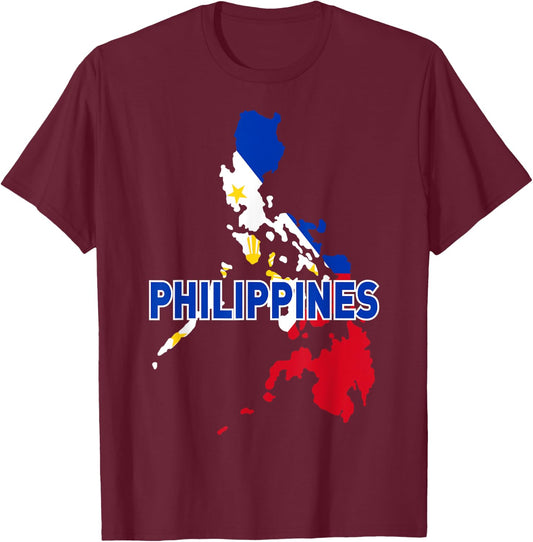 Proud Family and Patriotic Flag of Country Philippines T-Shirt - T-Shirt | Maroon