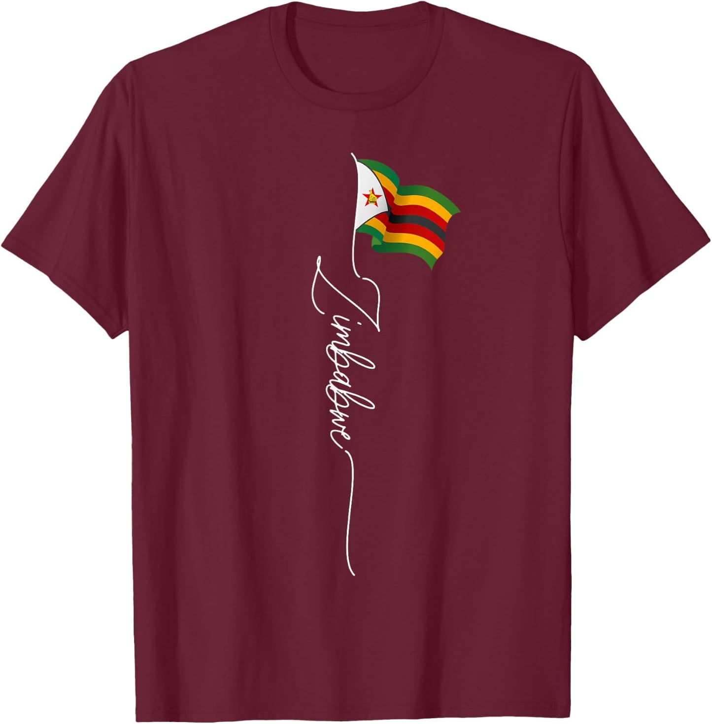 Zimbabwe, flag of Zimbabwe, Zimbabwean flag patriotic T-Shirt - T-Shirt | Maroon