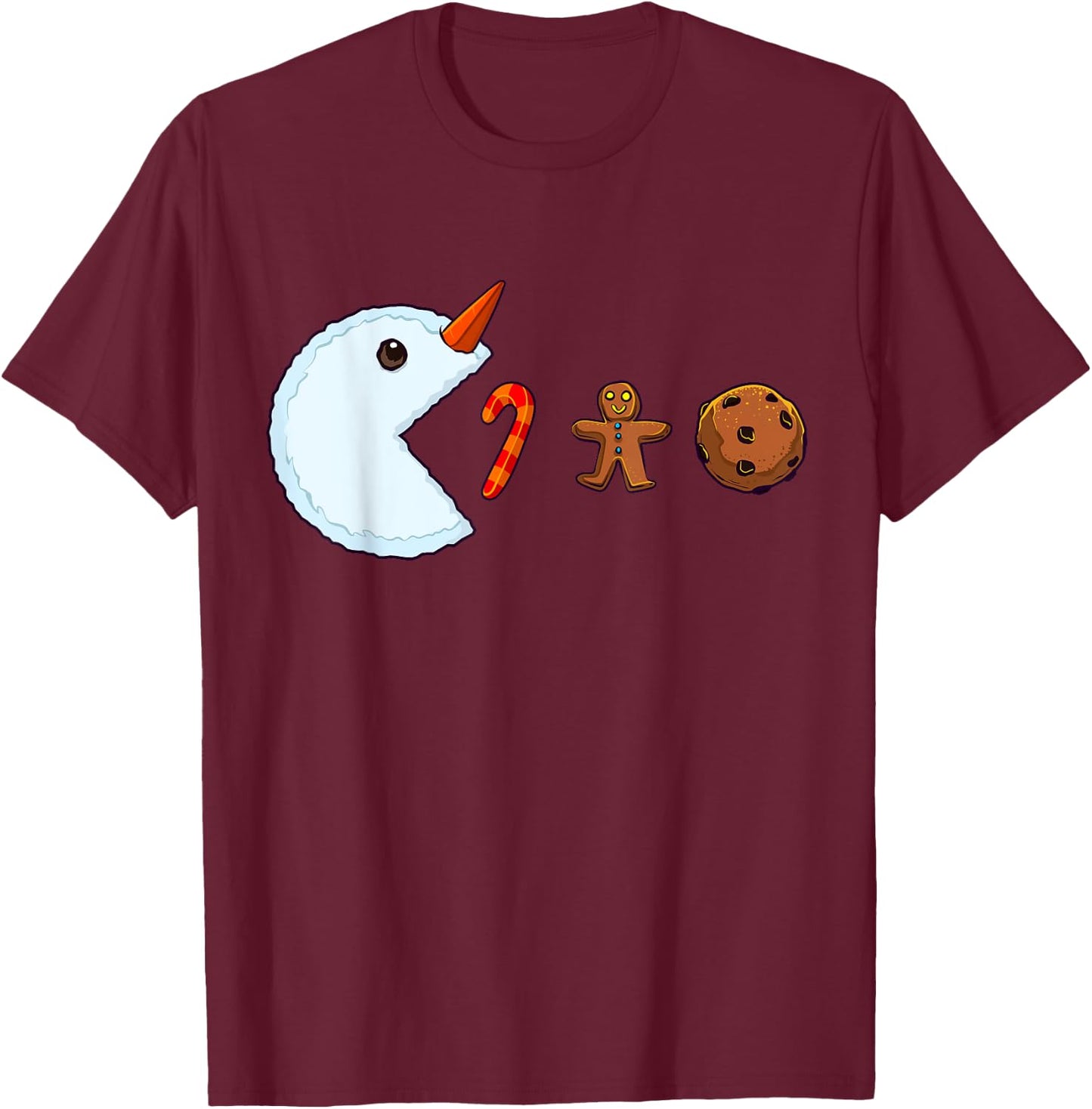 Christmas Gamer Video Game Snowman Candy Cane Boys Kids T-Shirt - T-Shirt | Maroon