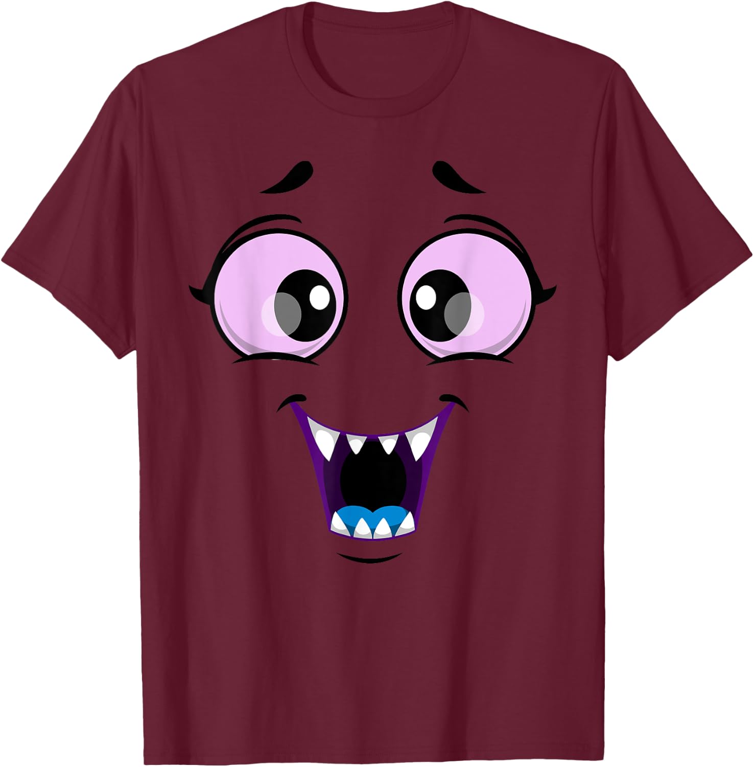 Cute Monster Face Halloween Funny Halloween Kids Adults T-Shirt - T-Shirt | Maroon