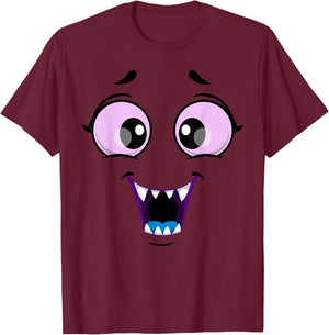 Cute Monster Face Halloween Funny Halloween Kids Adults T-Shirt - T-Shirt | Maroon