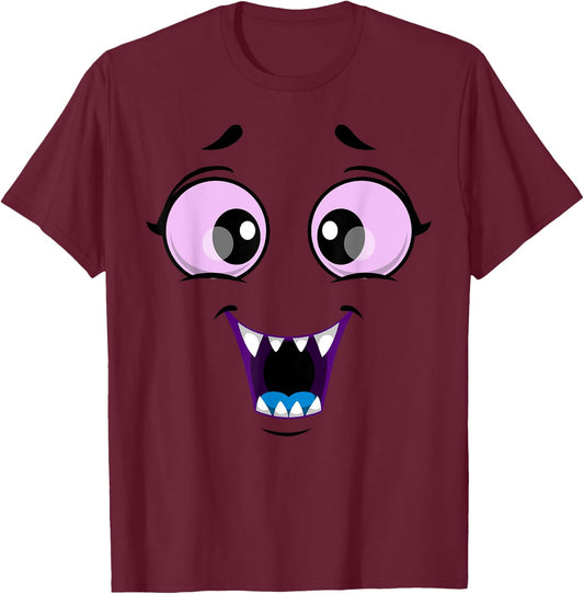 Cute Monster Face Halloween Funny Halloween Kids Adults T-Shirt - T-Shirt | Maroon