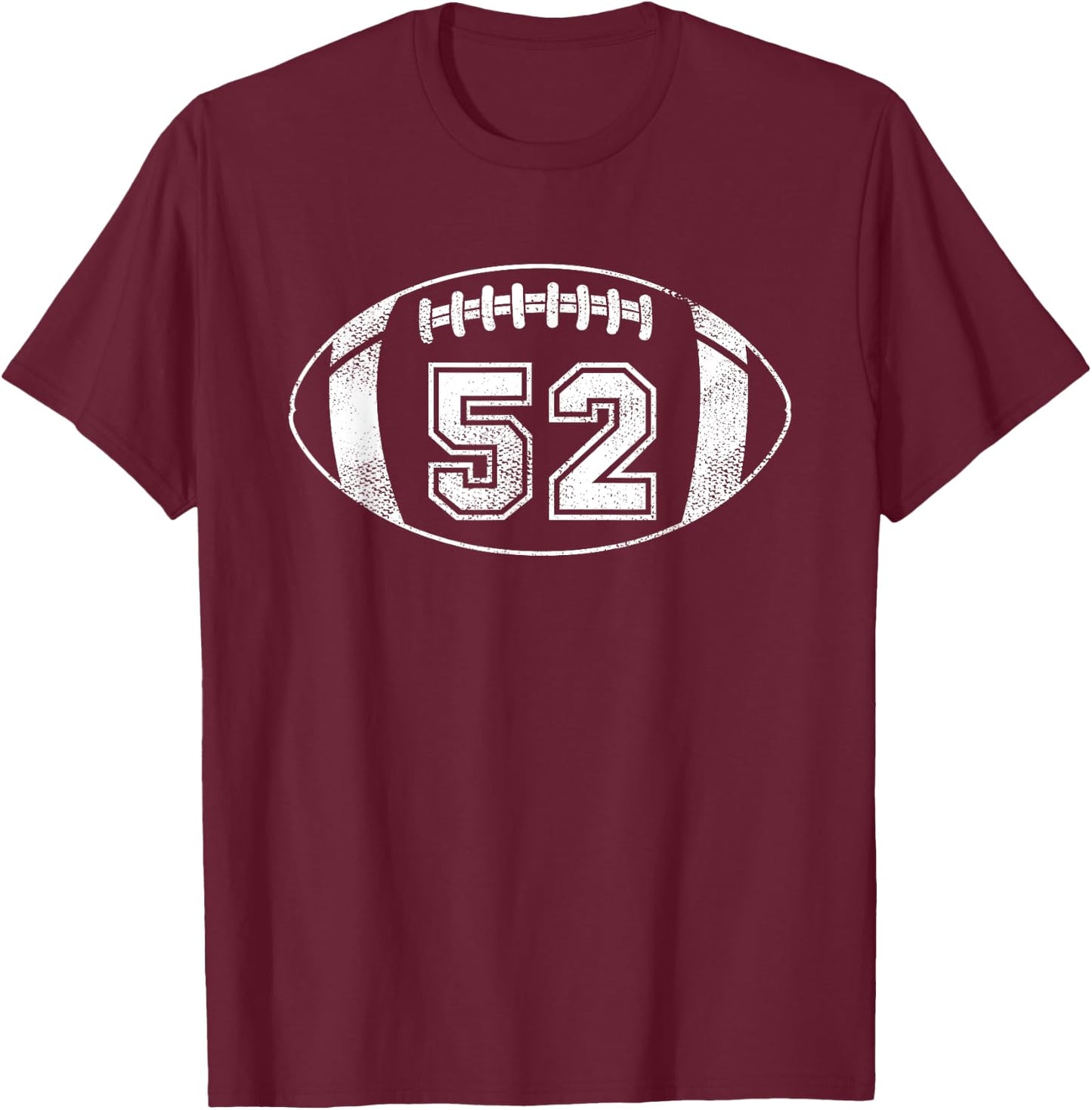 Football Player #52 Football Mom Dad Jersey 52 Varsity Team T-Shirt - T-Shirt | Maroon