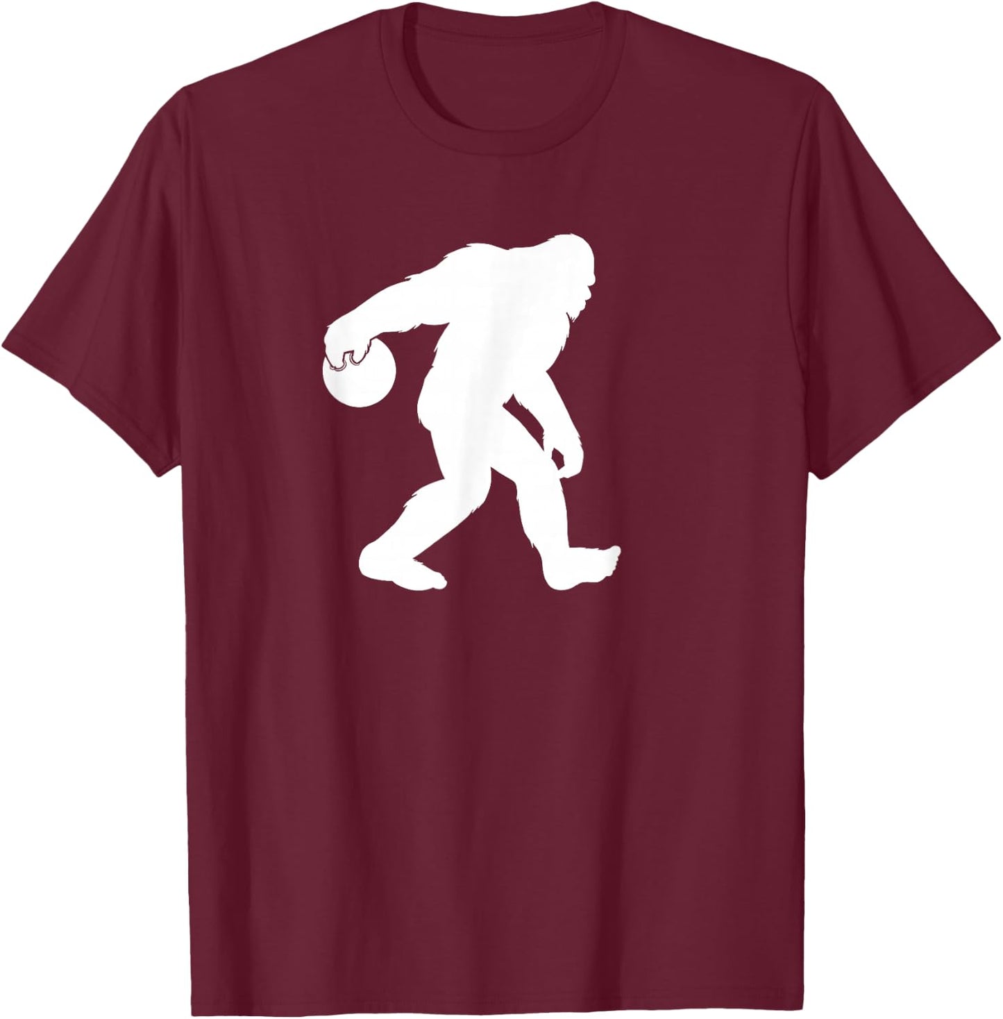 Bigfoot loves bowling funny Bigfoot bowling T-Shirt - T-Shirt | Maroon