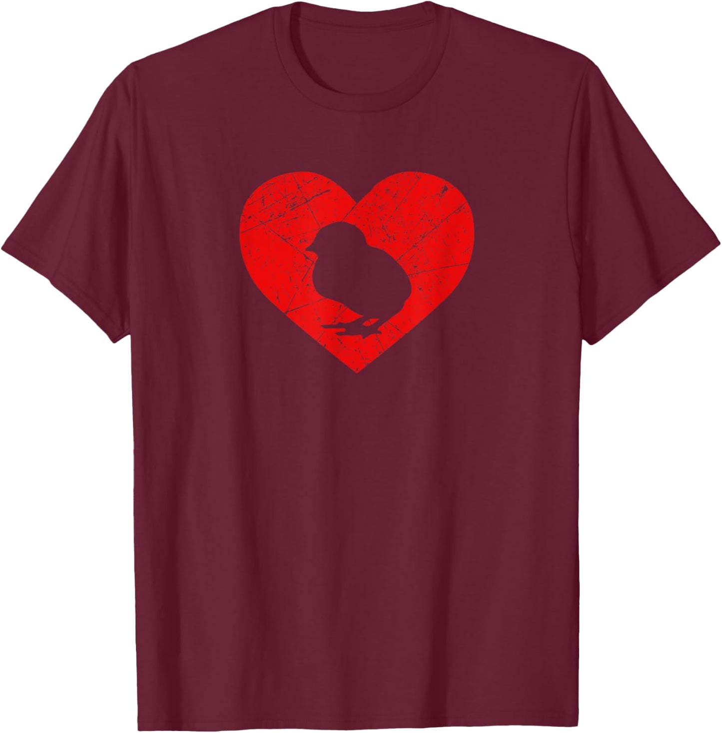 Vintage Baby Chick Lover Heart Love Valentine's Day Chicken T-Shirt - T-Shirt | Maroon