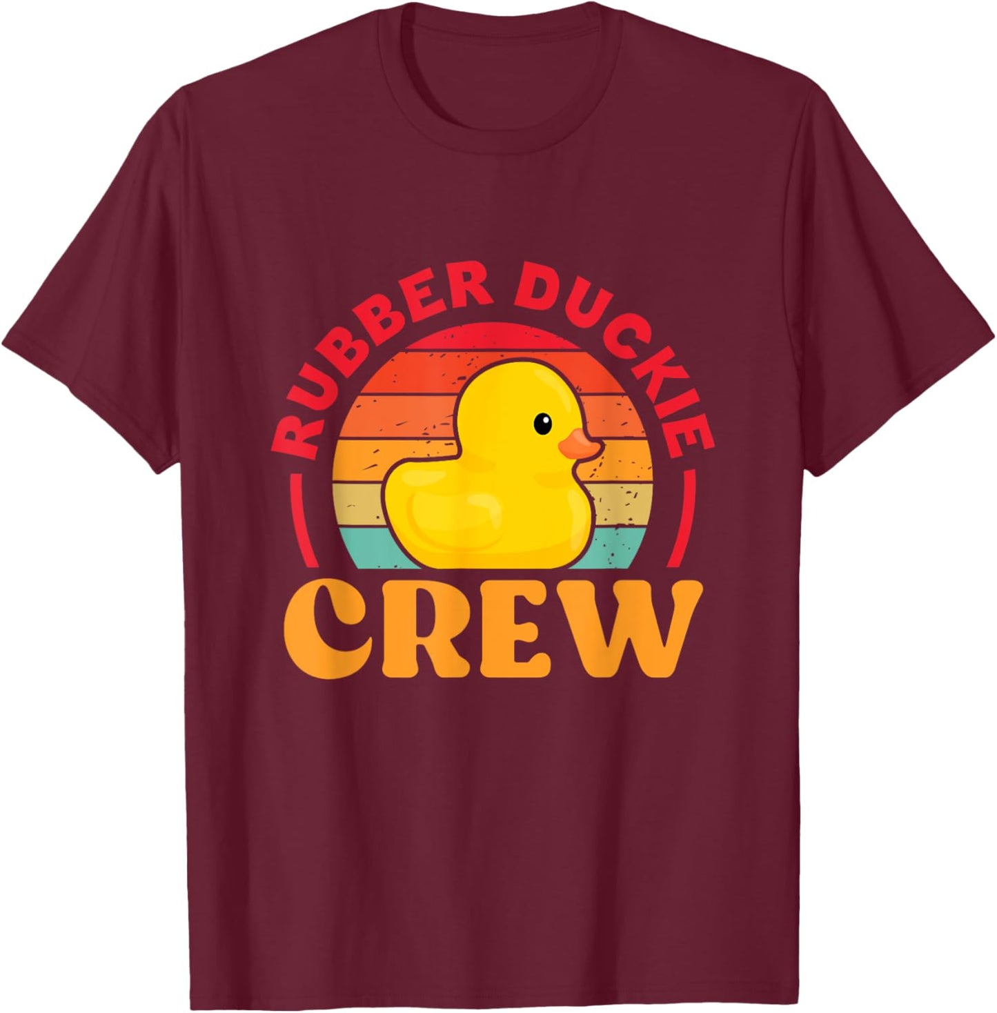 Rubber Duckie Crew Duck Duckling Retro T-Shirt - T-Shirt | Maroon