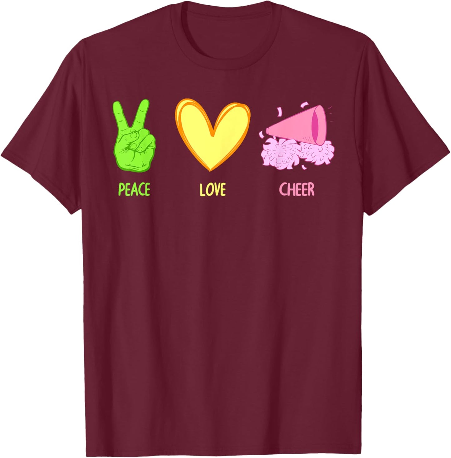 Cute Cheerleader Design Girls Cheerleading Cheer T-Shirt - T-Shirt | Maroon