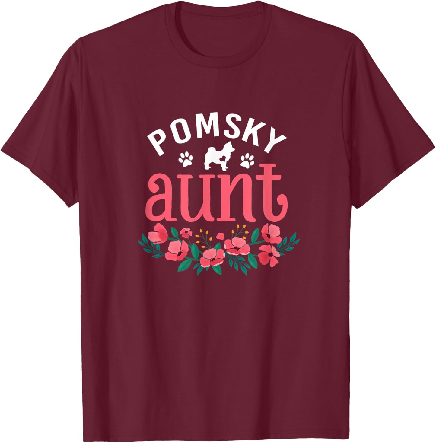 Pomsky Dog Aunt Gifts For Mom Dog Pet Lover Christmas T-Shirt - T-Shirt | Maroon