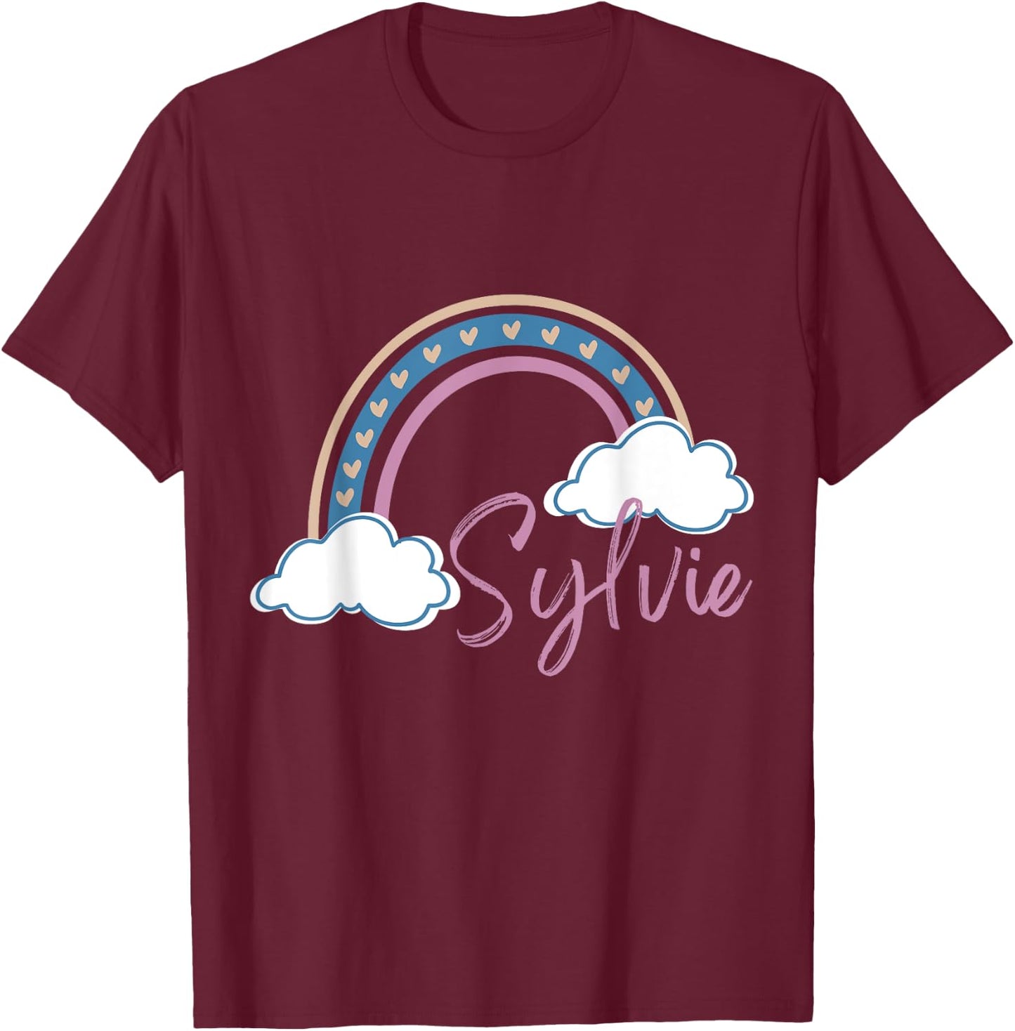 Sylvie Name tag Girl Boho Rainbow Pink Sylvie Rainbow T-Shirt - T-Shirt | Maroon