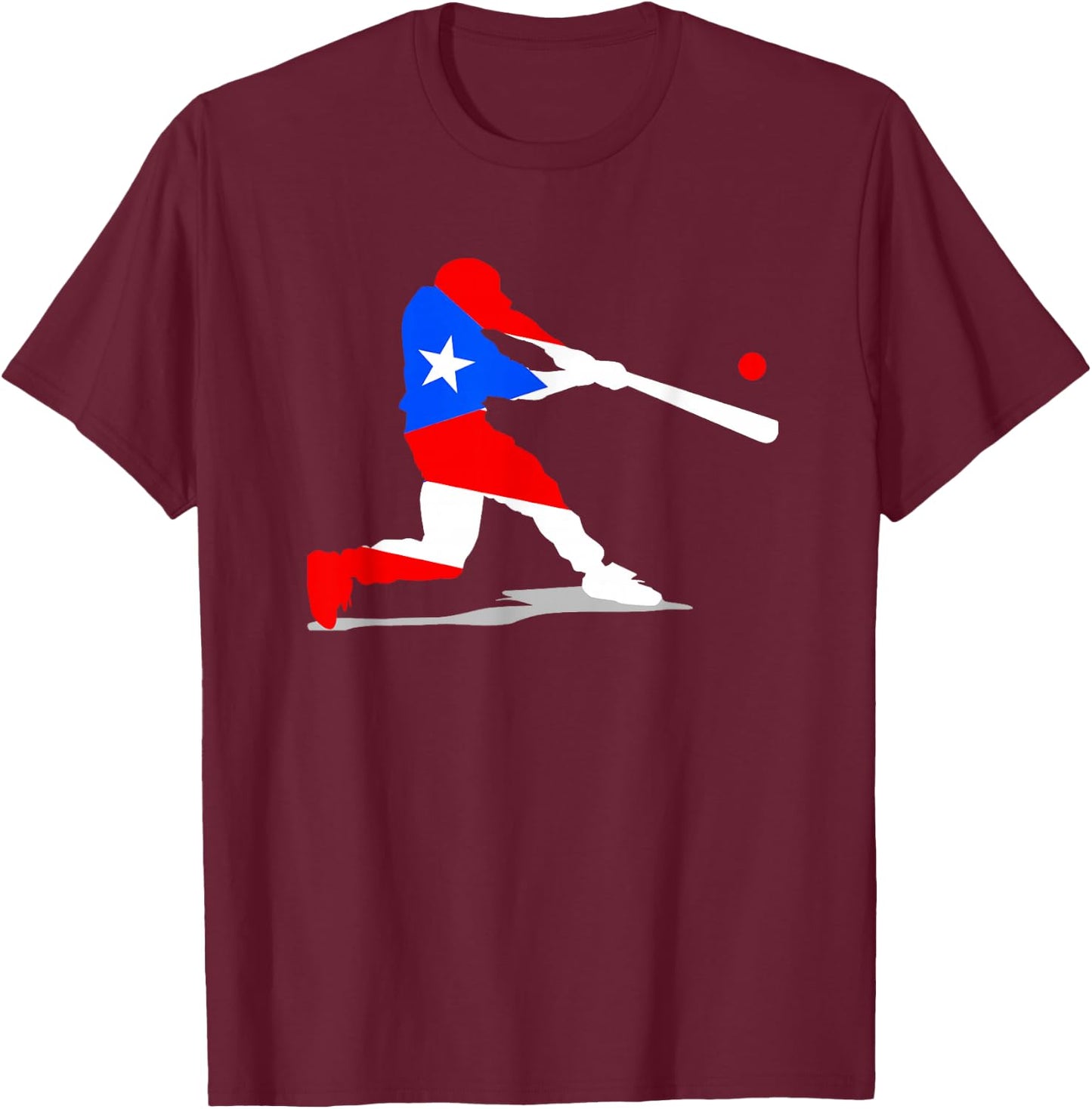 Puerto Rico Baseball PR Batter Classic Flag Boricua Sport T-Shirt - T-Shirt | Maroon