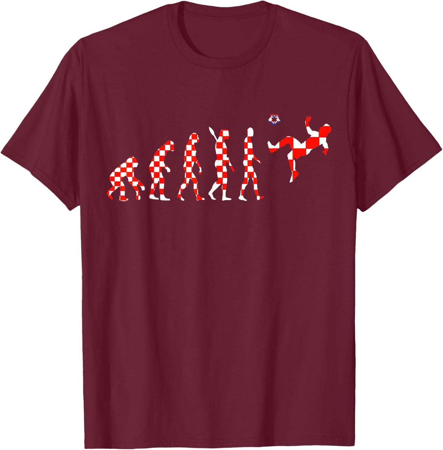 Croatia Hrvatska Soccer Team Evolution Croatian Soccer T-Shirt - T-Shirt | Maroon