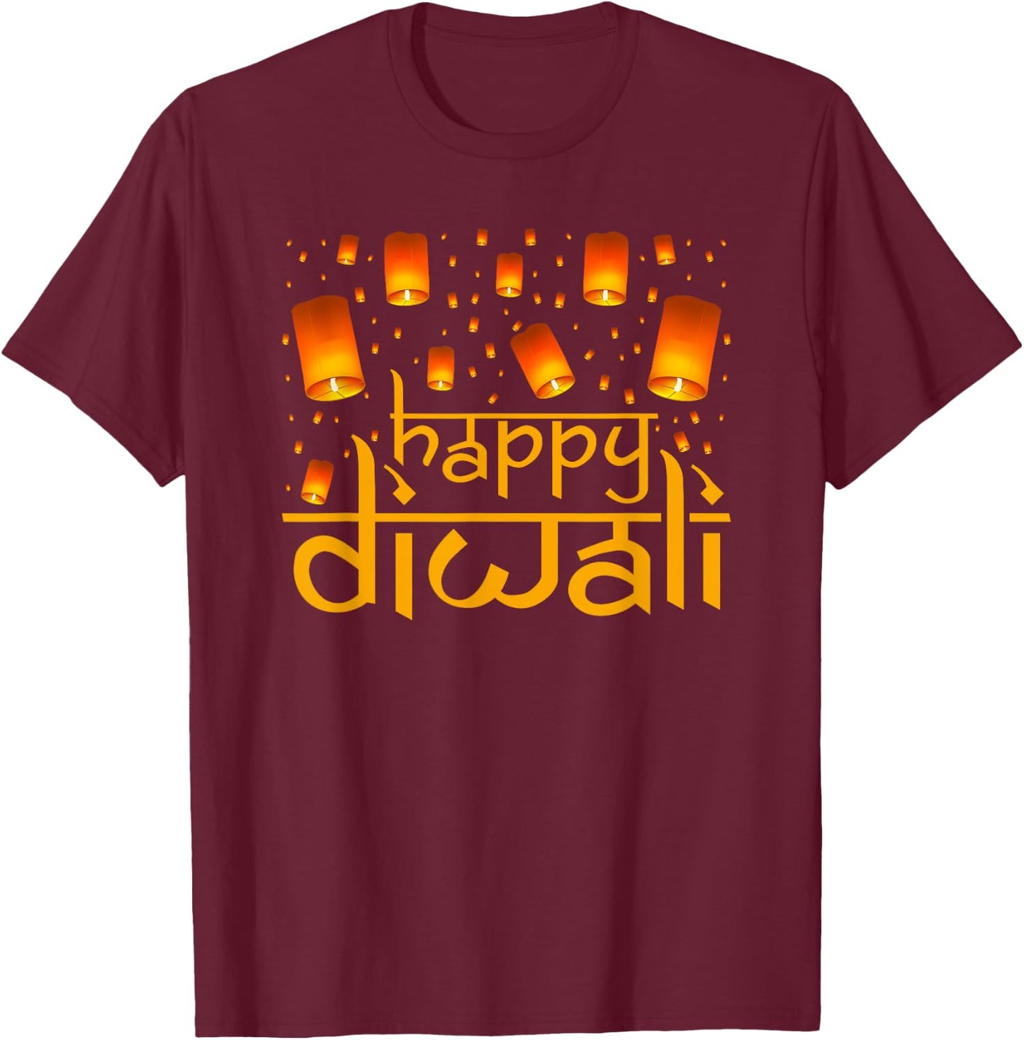Lantern Happy Diwali Festival of Light T-Shirt - T-Shirt | Maroon