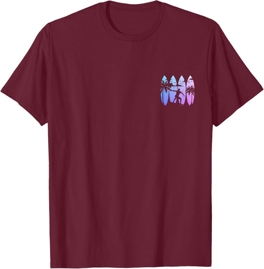 Surfer Surfboard Vintage Surfing Beach Summer Surf T-Shirt - T-Shirt | Maroon