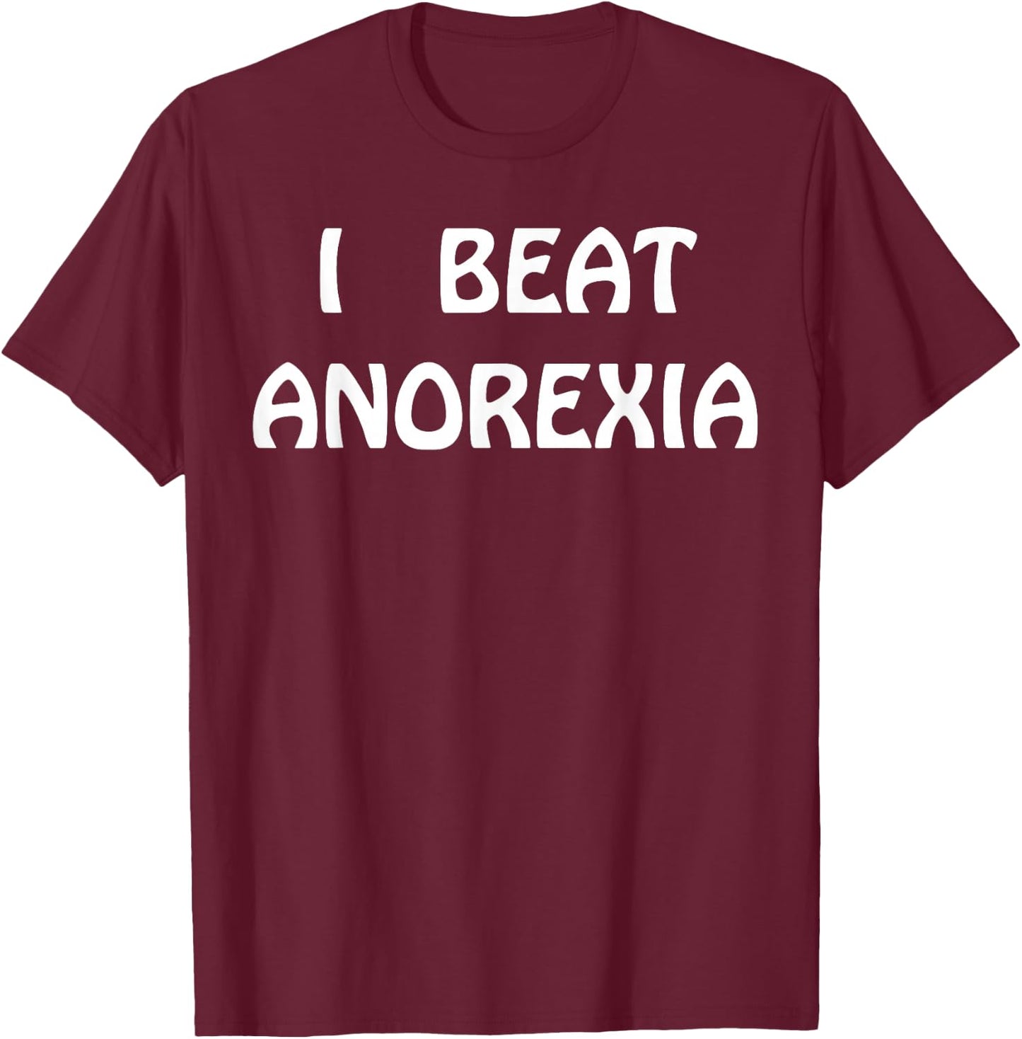 Funny I Beat Anorexia Shirt - Kids - Black - Animal - Short Sleeve - - Regular Fit - Small T-Shirt - T-Shirt | Maroon