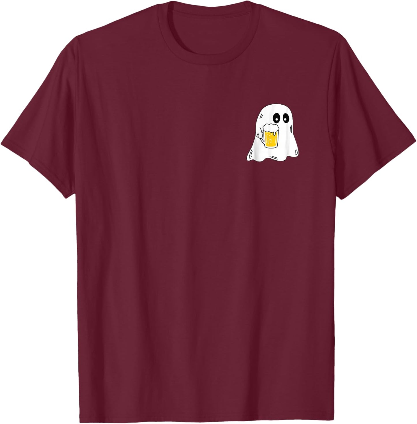 Ghost Drinking Beer Funny Halloween Costume Beer Lover T-Shirt - T-Shirt | Maroon
