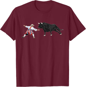 Rodeo Clown Funny Bull Fighting Lover Gag Bullfighter Outfit T-Shirt - T-Shirt | Maroon