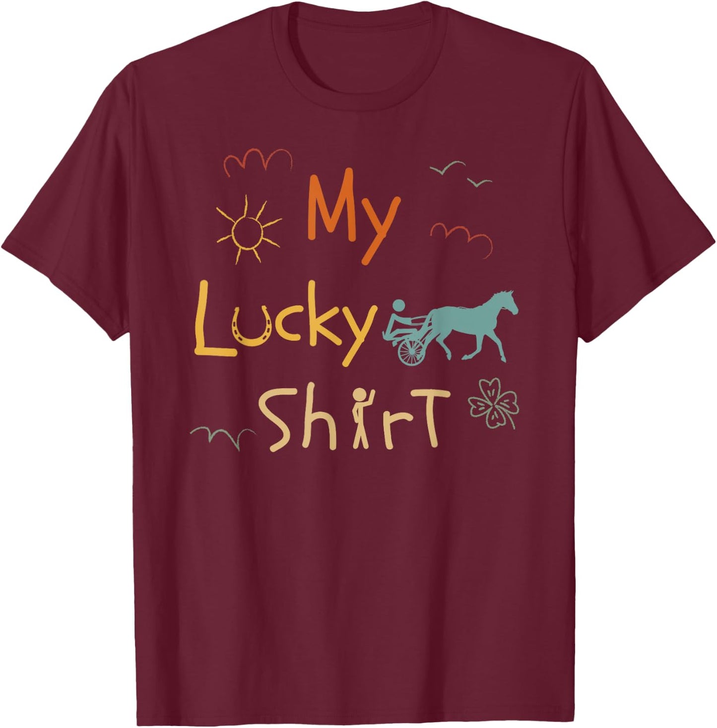 Harness-Racing Trotting-horse Funny Vintage Trotting-race T-Shirt - T-Shirt | Maroon
