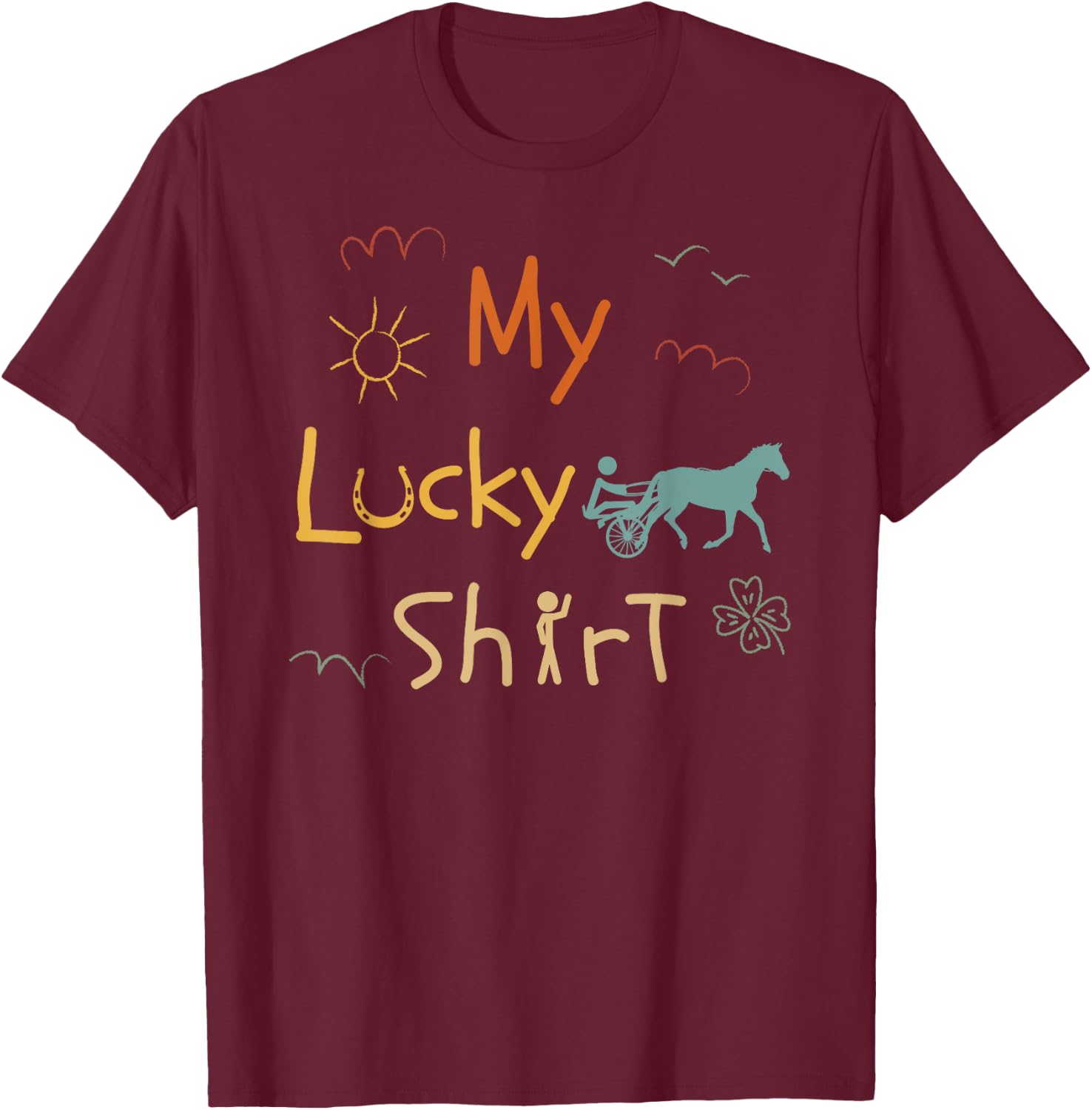Harness-Racing Trotting-horse Funny Vintage Trotting-race T-Shirt - T-Shirt | Maroon