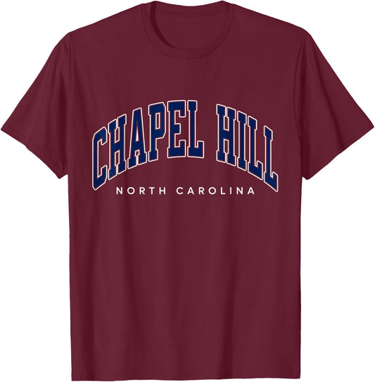 Chapel Hill North Carolina NC Varsity Style Navy Text T-Shirt - T-Shirt | Maroon