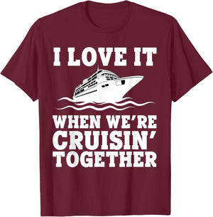 Funny Cruise Art Women Couple Cruising Ship Vacation T-Shirt - T-Shirt | Maroon