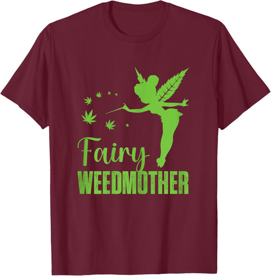 Fairy weedmother, Cute fairy Cannabis Weed Marijuana mom T-Shirt - T-Shirt | Maroon