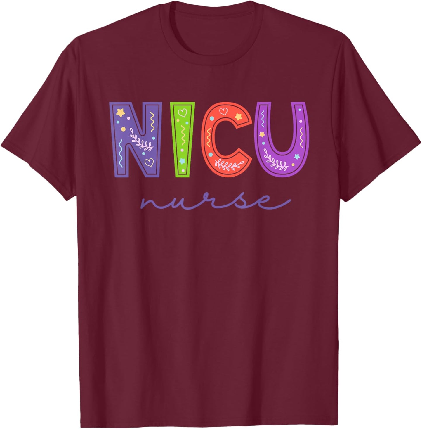 Groovy NICU Nurse ICU Neonatal Team Tiny Humans For T-Shirt - T-Shirt | Maroon
