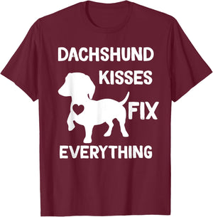 Dachshund kisses fix everything T-Shirt - T-Shirt | Maroon