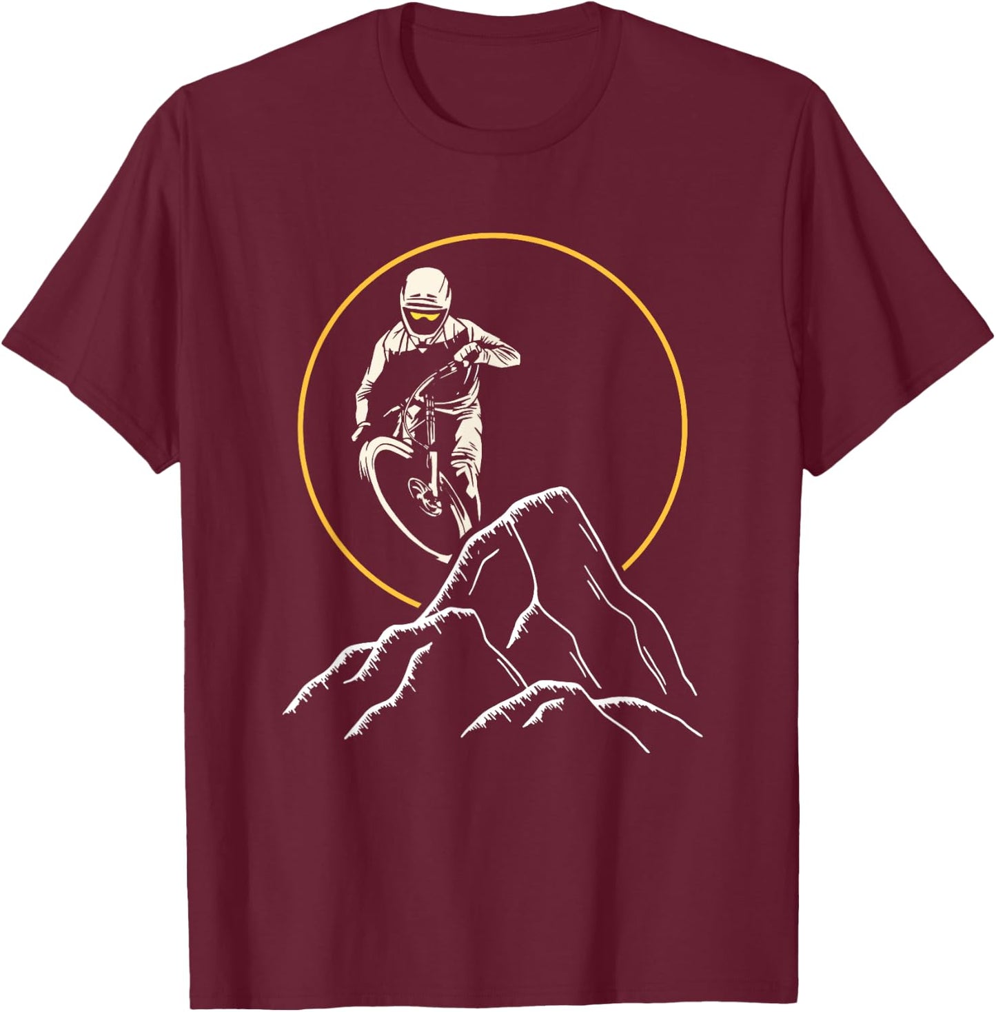 Mountain Biker Design For Riders On Mountain Bike Trails T-Shirt - T-Shirt | Maroon