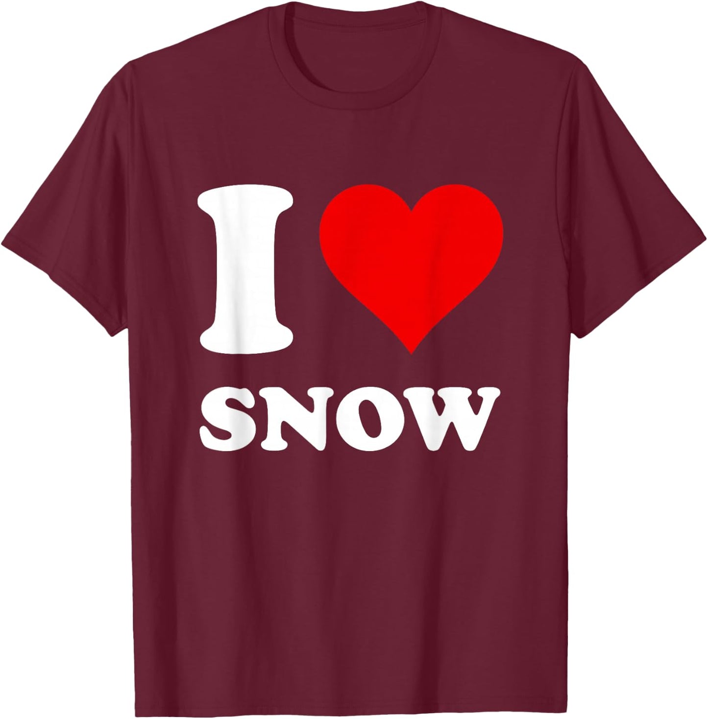 Red Heart I Love Snow T-Shirt - T-Shirt | Maroon