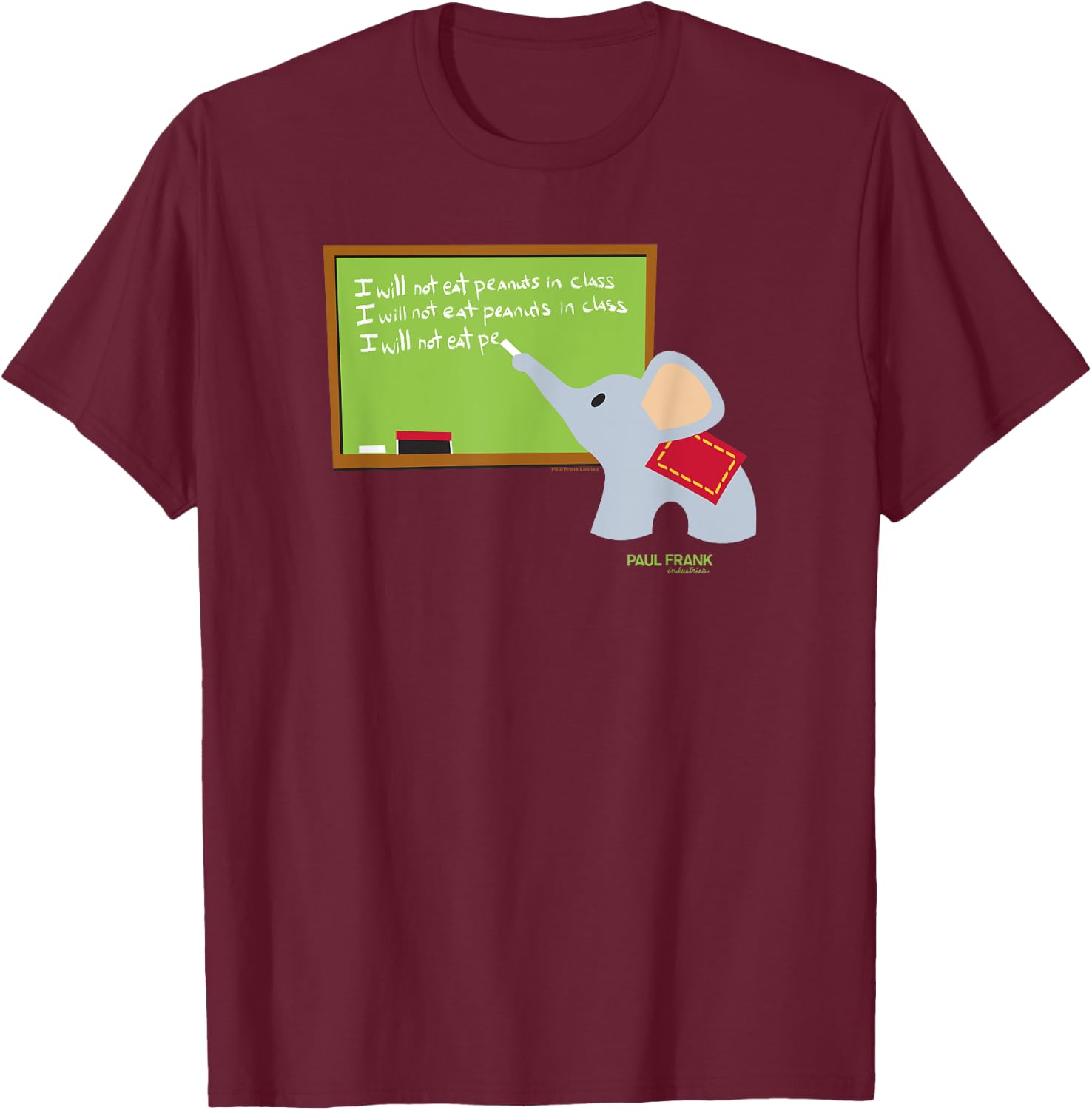 Paul Frank Ellie The Elephant Class Chalk Board T-Shirt - T-Shirt | Maroon