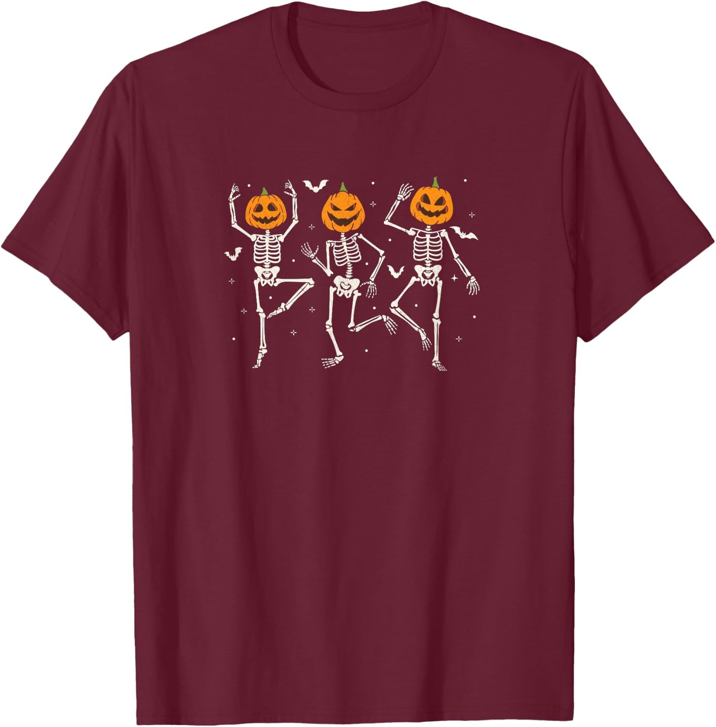 Halloween Dancing Skeletons pumpkin T-Shirt - T-Shirt | Maroon