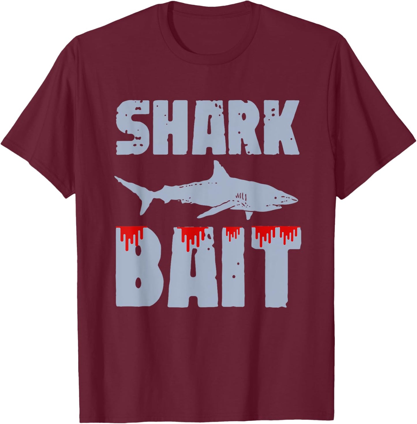 shark bait funny beach vacation summer shark lover Men Women T-Shirt - T-Shirt | Maroon