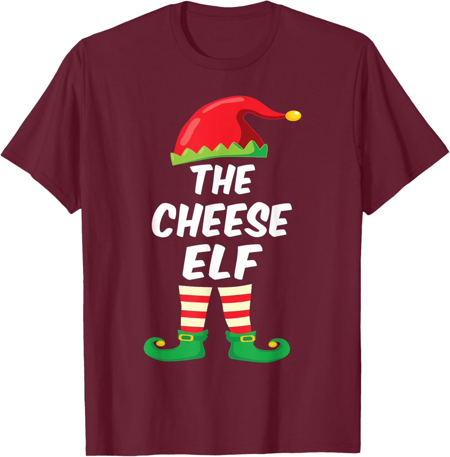 The Cheese Elf Family Matching Funny Christmas Costume T-Shirt - T-Shirt | Maroon