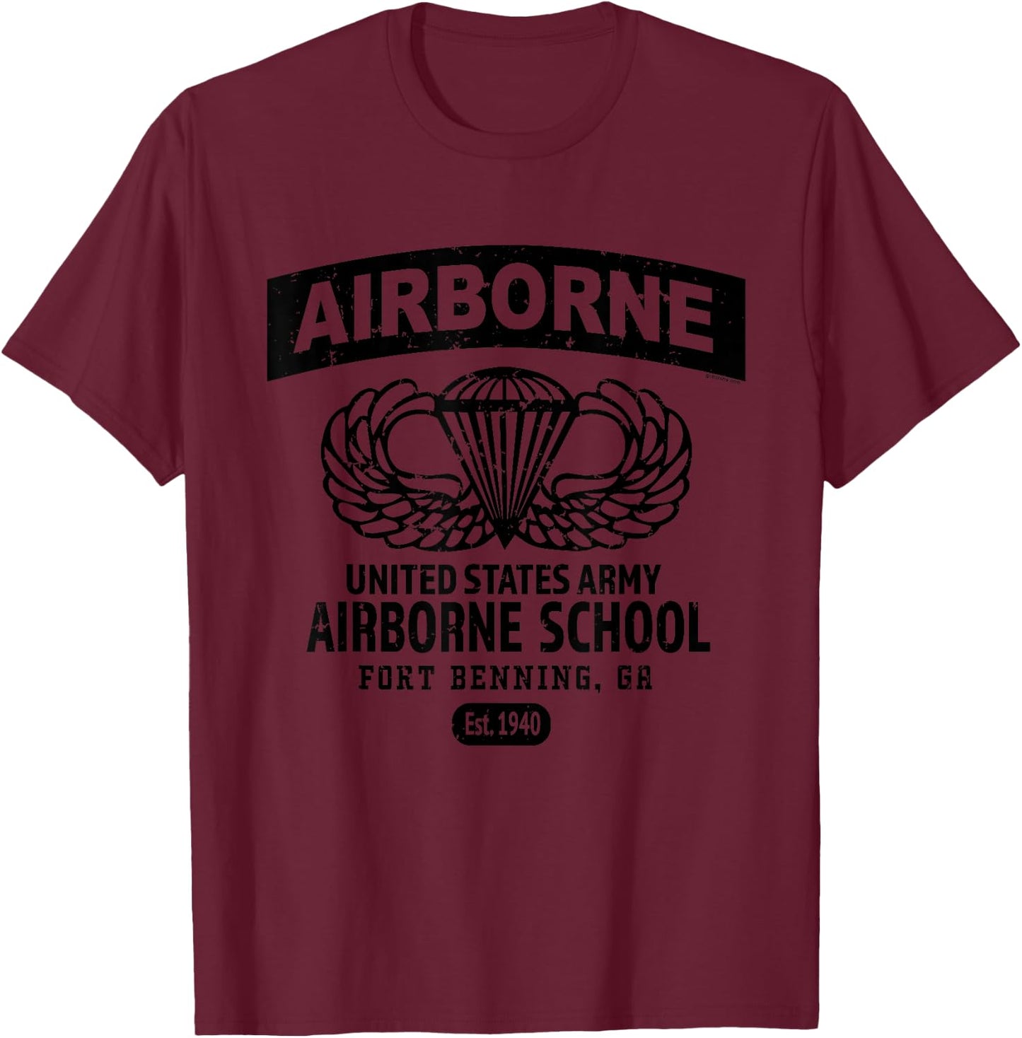 Army Airborne School - Fort Benning, GA T-Shirt - T-Shirt | Maroon