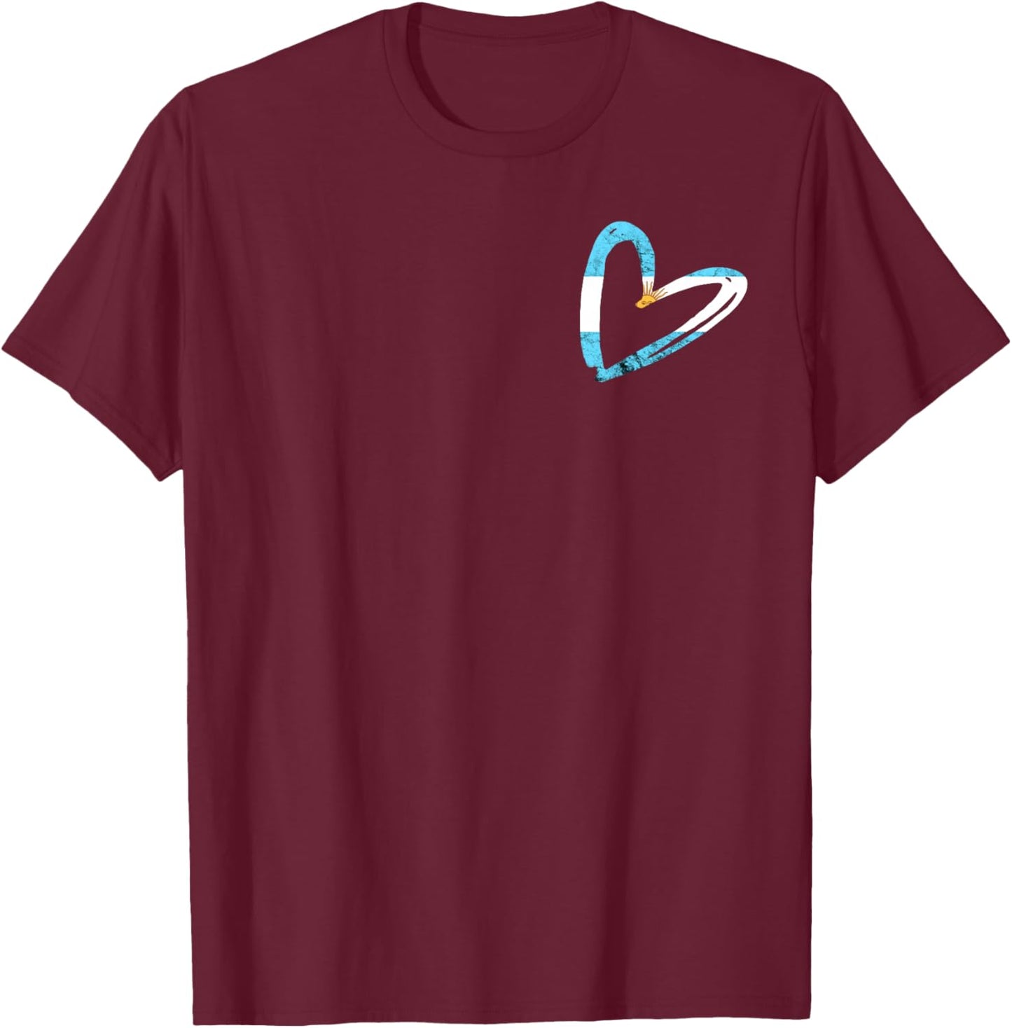 Heart Argentina Flag Argentinian Pride Sun of May Argentina T-Shirt - T-Shirt | Maroon