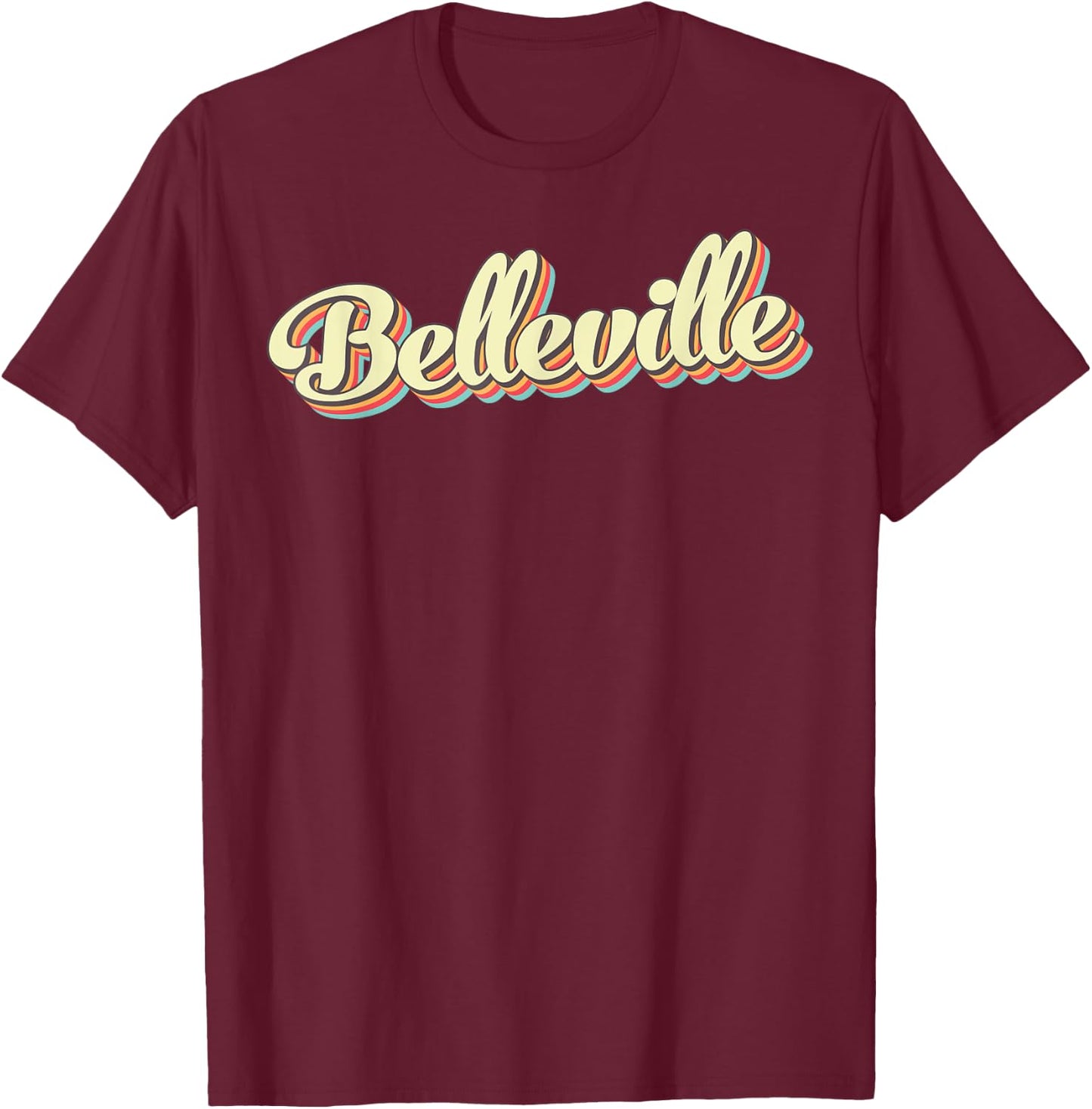 Belleville Retro Art Baseball Font Vintage T-Shirt - T-Shirt | Maroon